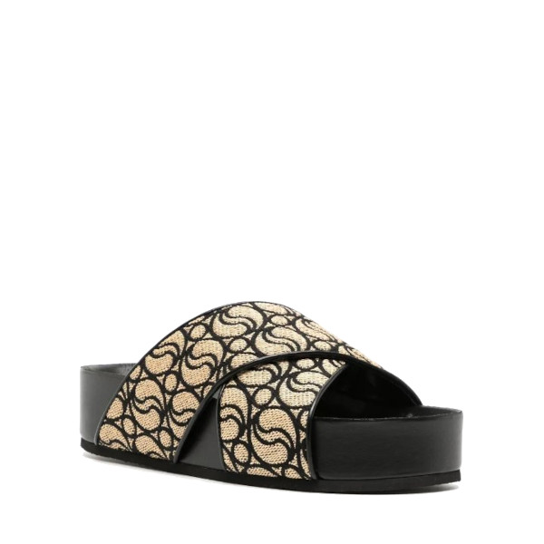 MONOGRAM PATTERN OPEN TOE SLIDES