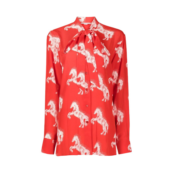 PIXEL HORSE PRINT SILK SHIRT