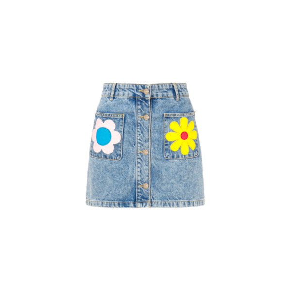 FLOWERS EMBROIDERY RECYCLED MINISKIRT