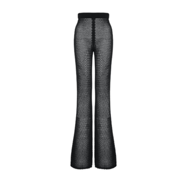 OPEN-KNIT FLARED TROUSERS