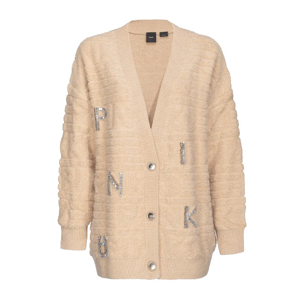 RHINESTONE LOGO CARDIGAN
