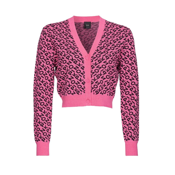 SHORT LOGO JACQUARD CARDIGAN
